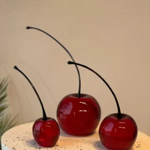 Red Glass Cherry Decor Set (3 Pieces)