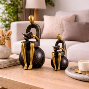 Abstract Seated Reader Statue on Sphere (Two Sizes)