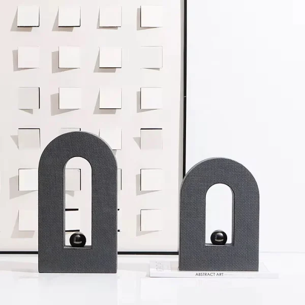 Black Arch Decor Piece with Floating Sphere Design - Two sizes