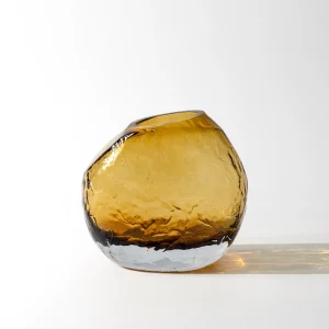 Amber Rippled Glass Vase