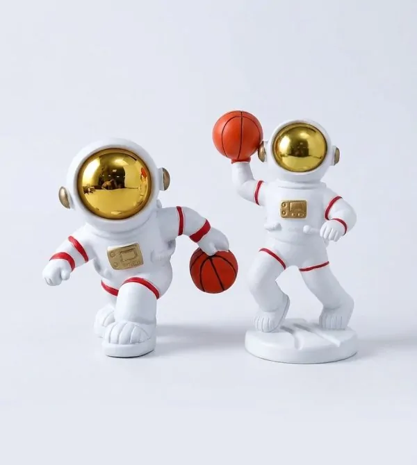 Astronaut Holding Basketball Resin Figurine Set