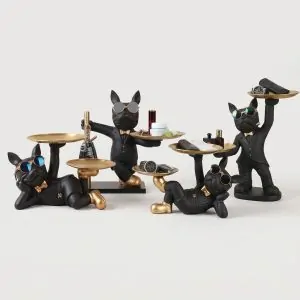 Modern French Bulldog Statue with Valet Organizer Tray (4 Styles)