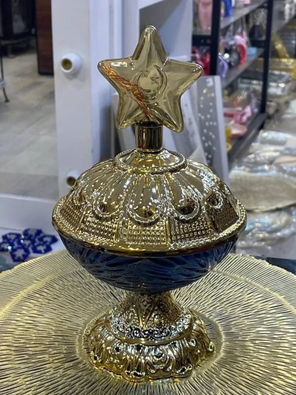 Metal and Mirano Glass Serving Bonbonniere
