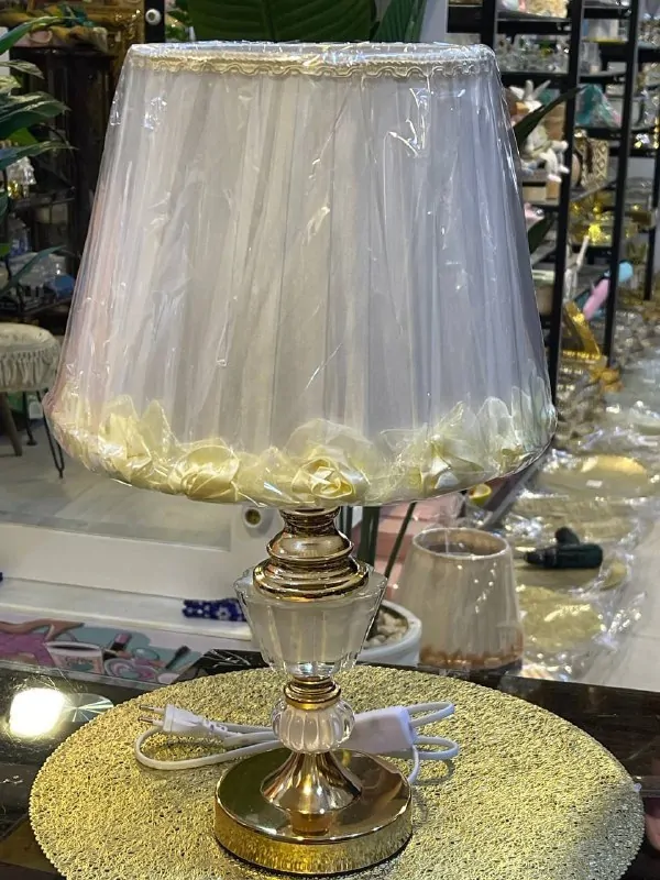 Metal and Crystal Table Lamp