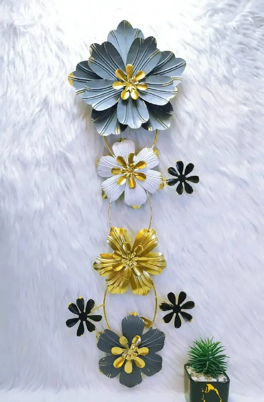Golden Metal Flower Wall Frame
