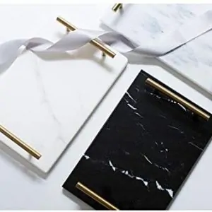 Luxury Natural Marble Tray with Gold Handles - Versatile
