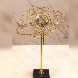 Cosmic Globe Metal and Crystal Decorative Sculpture