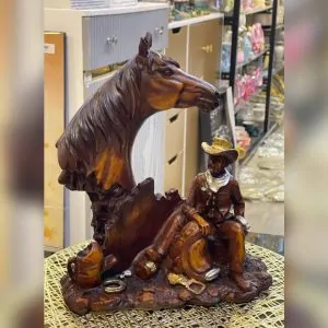 Western Cowboy and Horse Sculpture