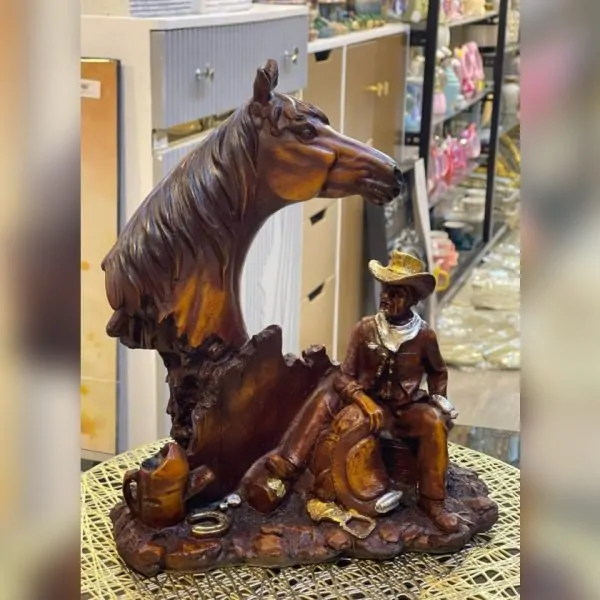 Western Cowboy and Horse Sculpture