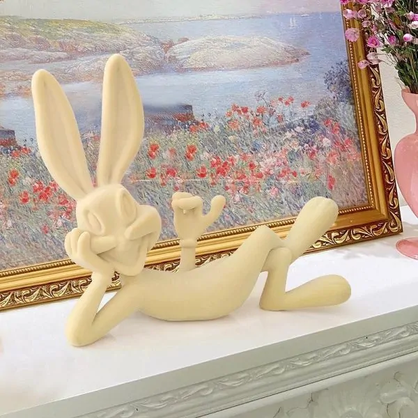 Playful Resin Rabbit Statue