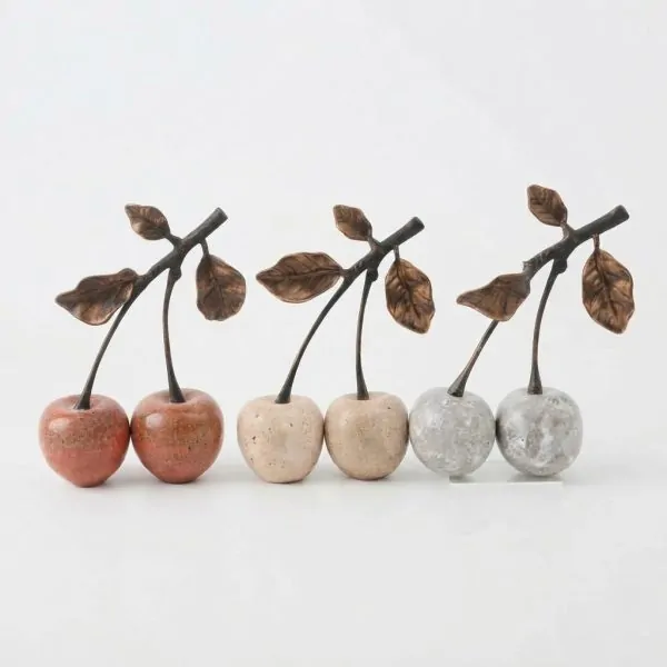 Luxury Marble & Alloy Connected Apples Decor Piece - Three Colors